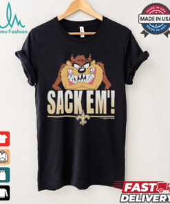 Looney Tunes Taz Tasmania Sack Em’ x New Orleans Saints T Shirts