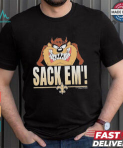 Looney Tunes Taz Tasmania Sack Em’ x New Orleans Saints T Shirts