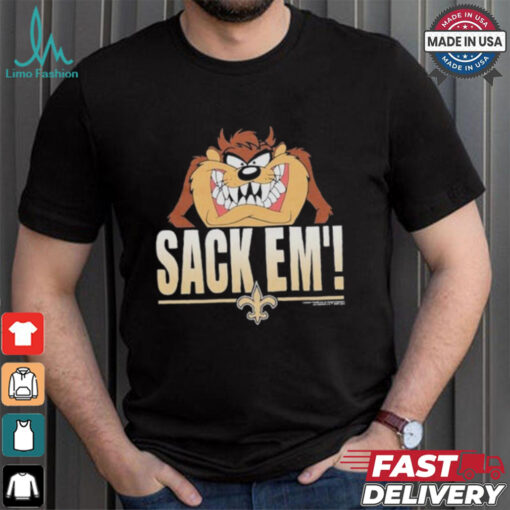 Looney Tunes Taz Tasmania Sack Em’ x New Orleans Saints T Shirts