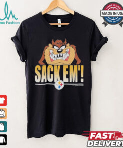 Looney Tunes Taz Tasmania Sack Em’ x Pittsburgh Steelers T Shirts