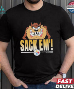 Looney Tunes Taz Tasmania Sack Em’ x Pittsburgh Steelers T Shirts