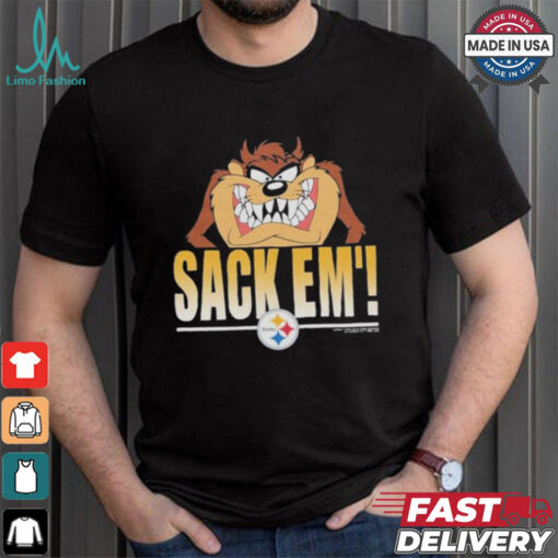 Looney Tunes Taz Tasmania Sack Em’ x Pittsburgh Steelers T Shirts