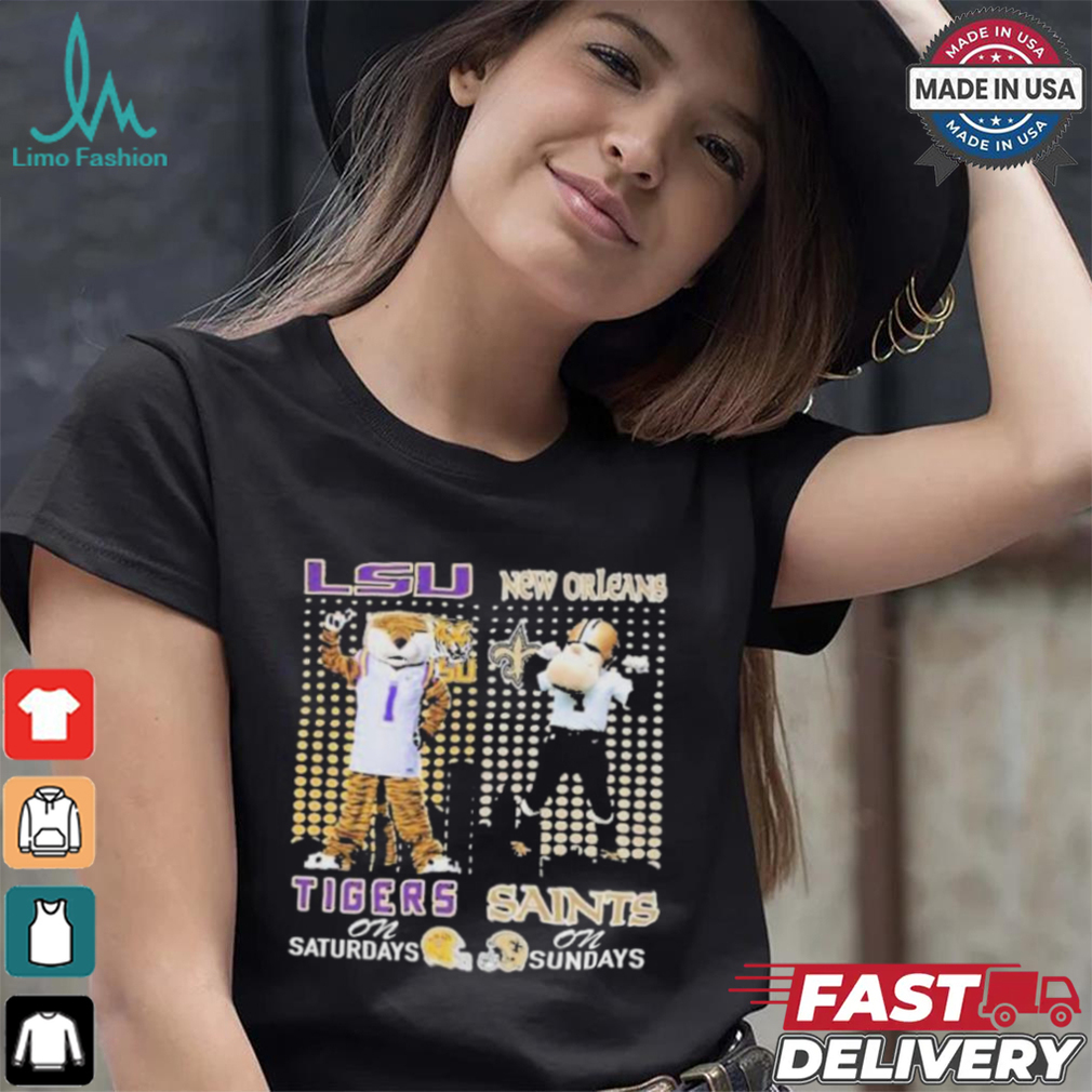 Lsu tigers on saturdays mike new orleans saints sir saint and gumbo on sundays T shirt Lsu tigers on saturdays mike new orleans saints sir saint and gumbo on sundays T shirt
