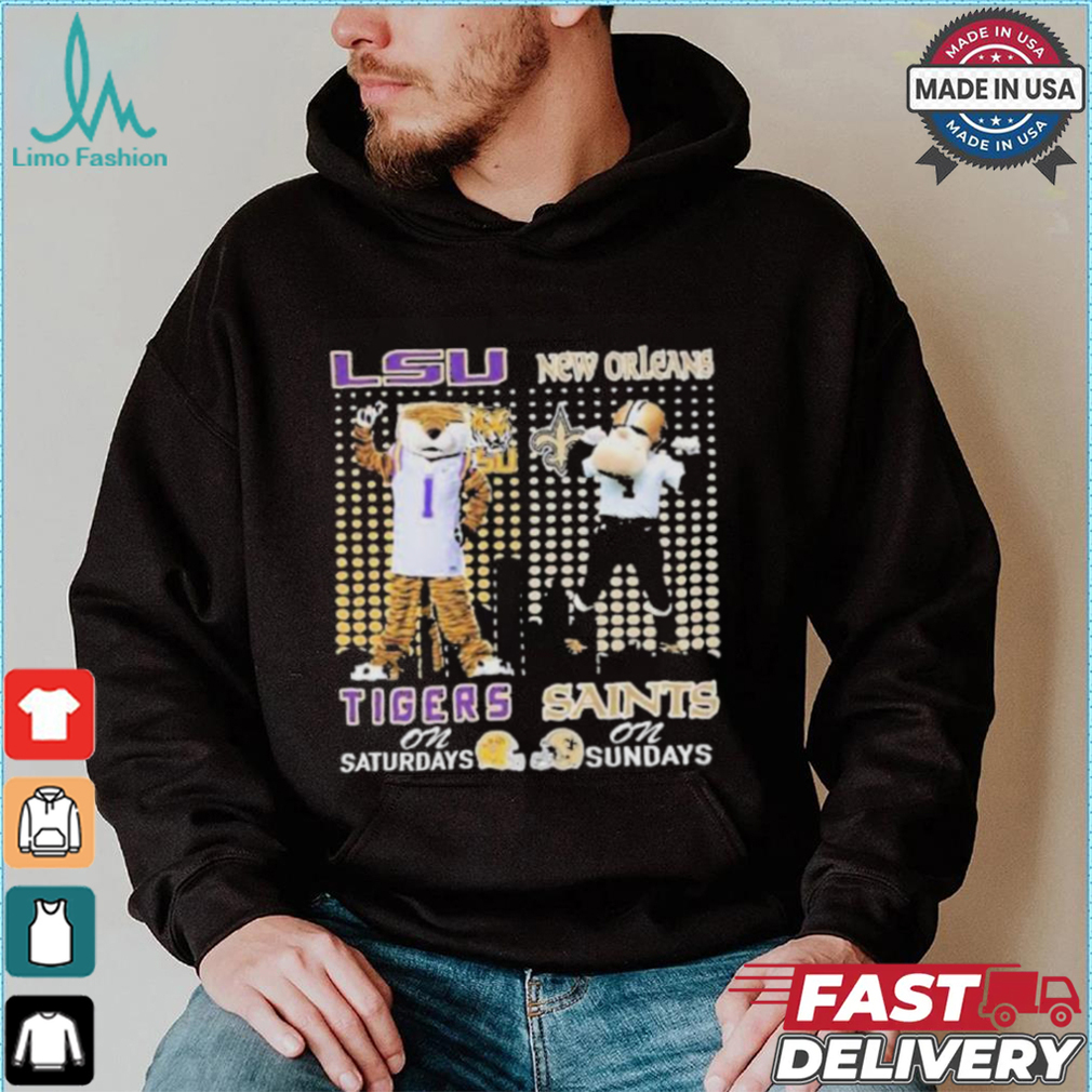 Lsu tigers on saturdays mike new orleans saints sir saint and gumbo on sundays T shirt Lsu tigers on saturdays mike new orleans saints sir saint and gumbo on sundays T shirt