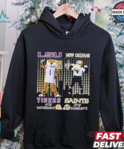 Lsu tigers on saturdays mike new orleans saints sir saint and gumbo on sundays T shirt