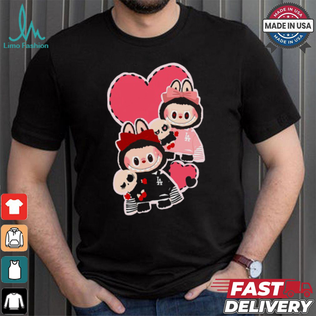 MLB Labubu Lovely Twins LA T Shirt MLB Labubu Lovely Twins LA T Shirt