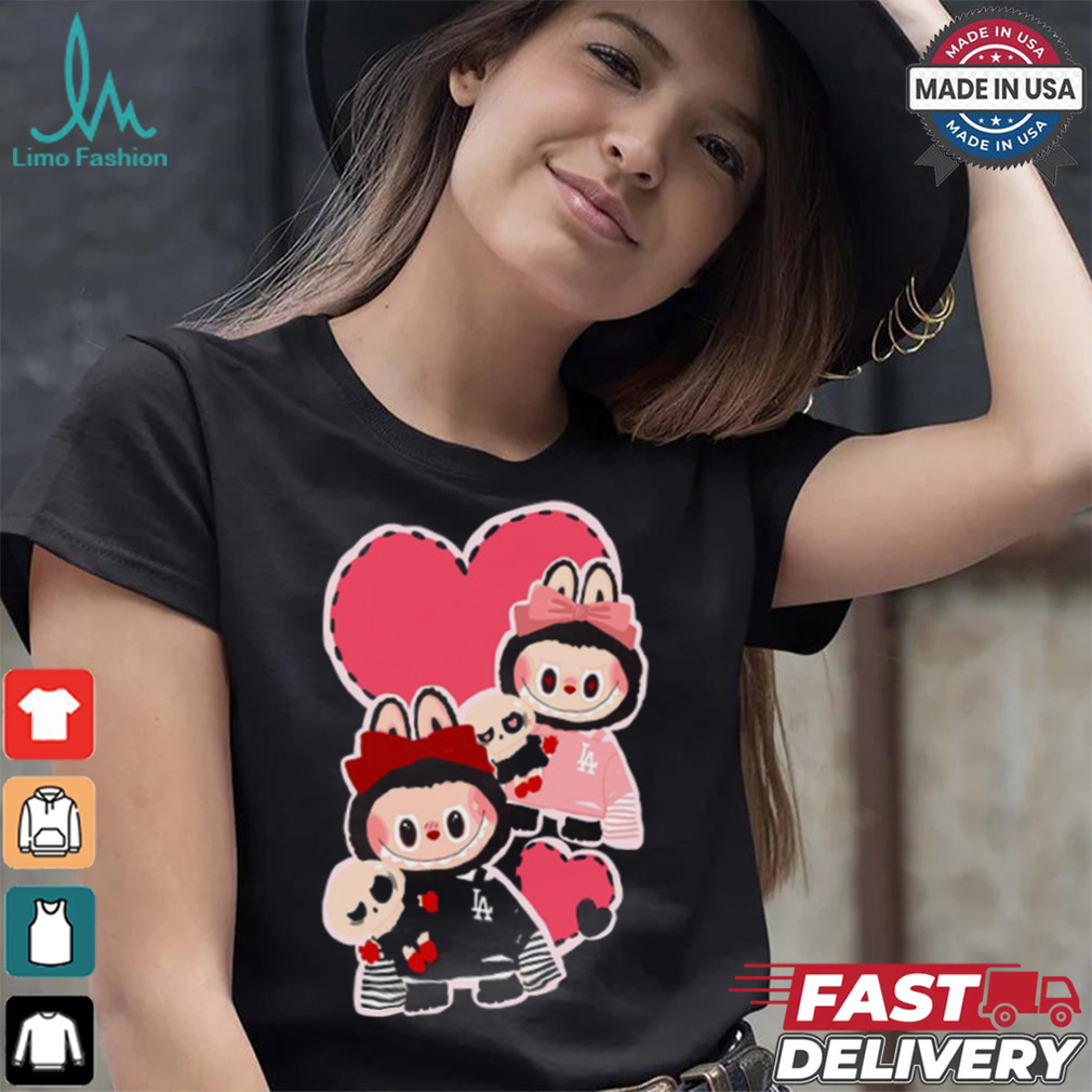 MLB Labubu Lovely Twins LA T Shirt MLB Labubu Lovely Twins LA T Shirt
