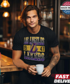 Men's New Era Black Los Angeles Lakers Enzyme Washed Oversized T Shirt