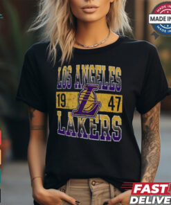 Men's New Era Black Los Angeles Lakers Enzyme Washed Oversized T Shirt