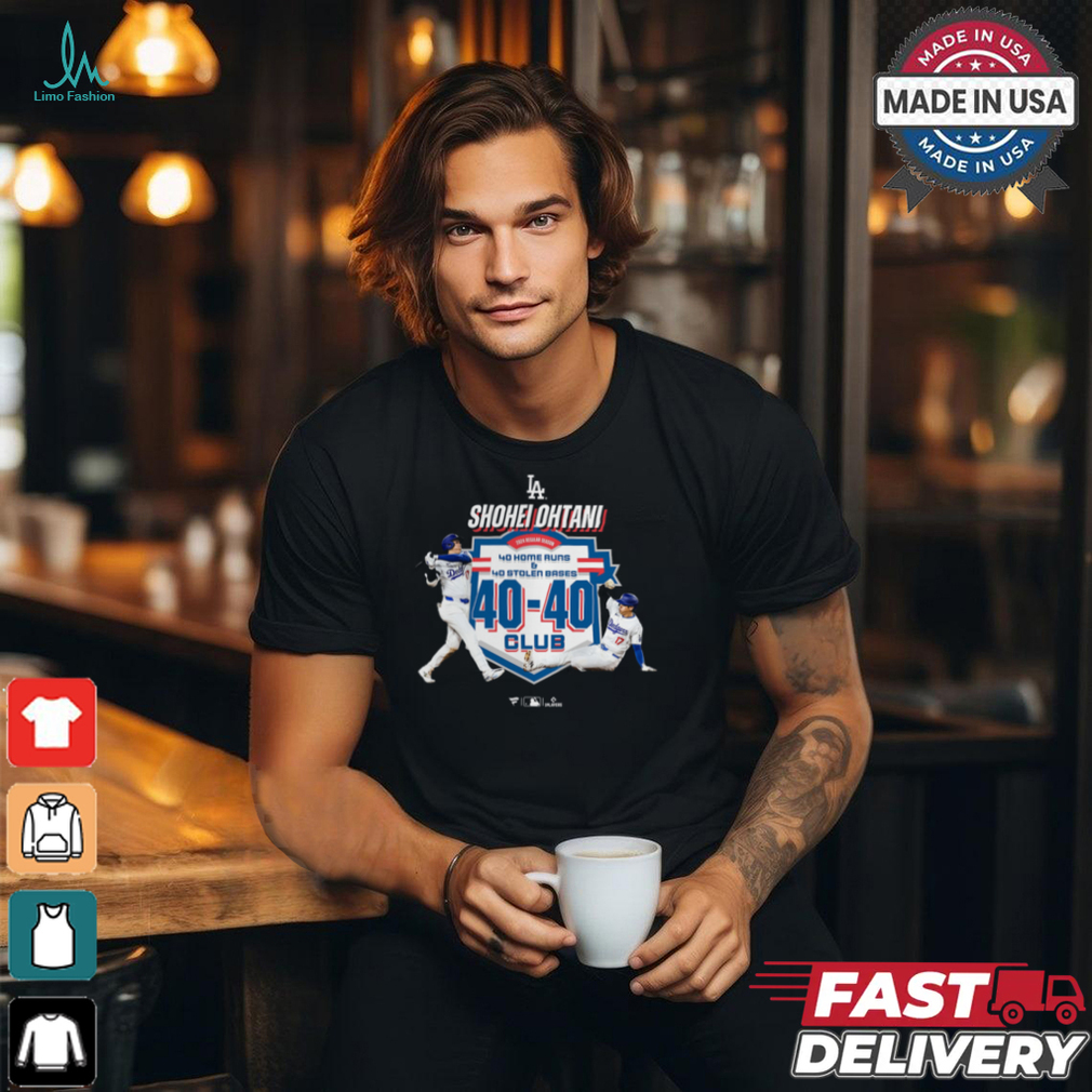 Men's Shohei Ohtani Black Los Angeles Dodgers 40 40 Club T Shirt Men's Shohei Ohtani Black Los Angeles Dodgers 40 40 Club T Shirt