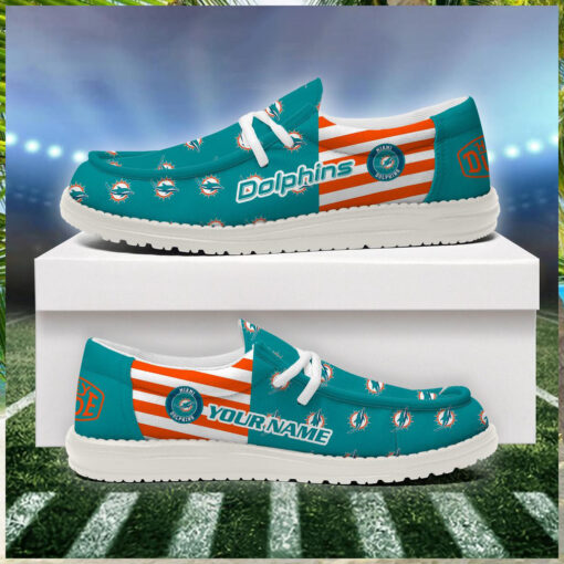 Miami Dolphins 2024 Version Personalized Hey Dude Shoes