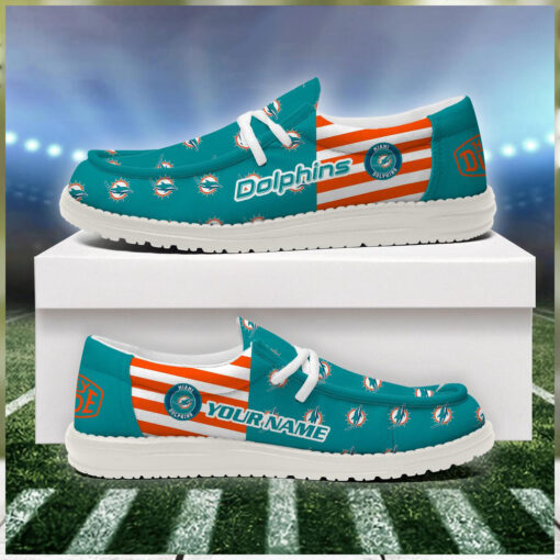 Miami Dolphins 2024 Version Personalized Hey Dude Shoes