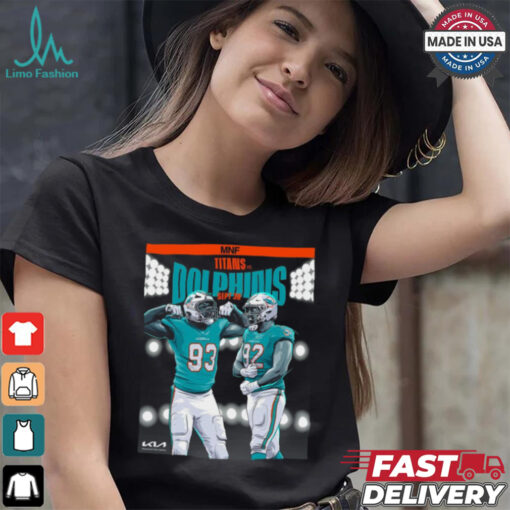 Miami Dolphins vs. Titans Sept 30, 2024 NFL Week 4 Matchup T Shirt