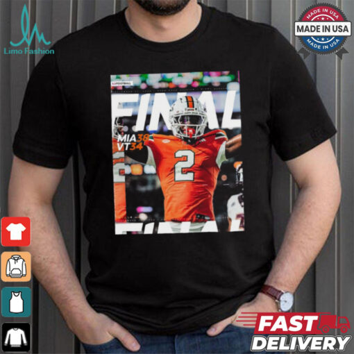 Miami Hurricanes Wins 38 34 Virginia Tech Football 2024 ACC Game Final Score T Shirt