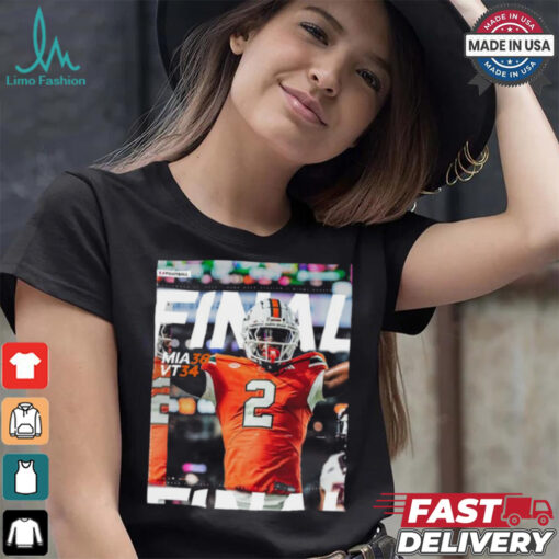 Miami Hurricanes Wins 38 34 Virginia Tech Football 2024 ACC Game Final Score T Shirt