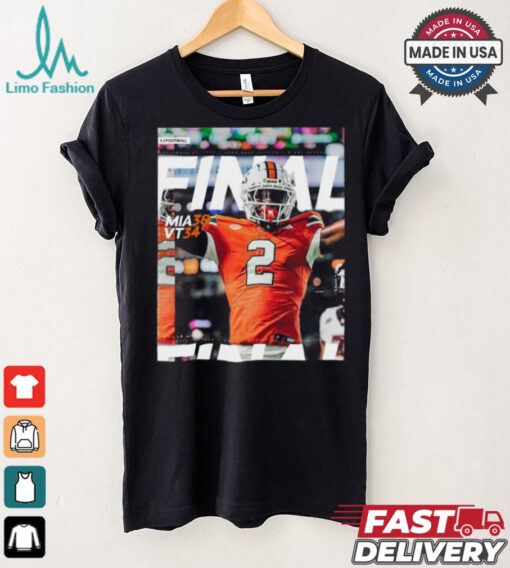 Miami Hurricanes Wins 38 34 Virginia Tech Football 2024 ACC Game Final Score T Shirt
