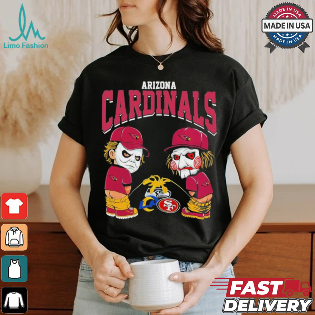 Michael Myers And Billy The Puppet X Arizona Cardinals Pee On NFL Teams Halloween Shirt Michael Myers And Billy The Puppet X Arizona Cardinals Pee On NFL Teams Halloween Shirt