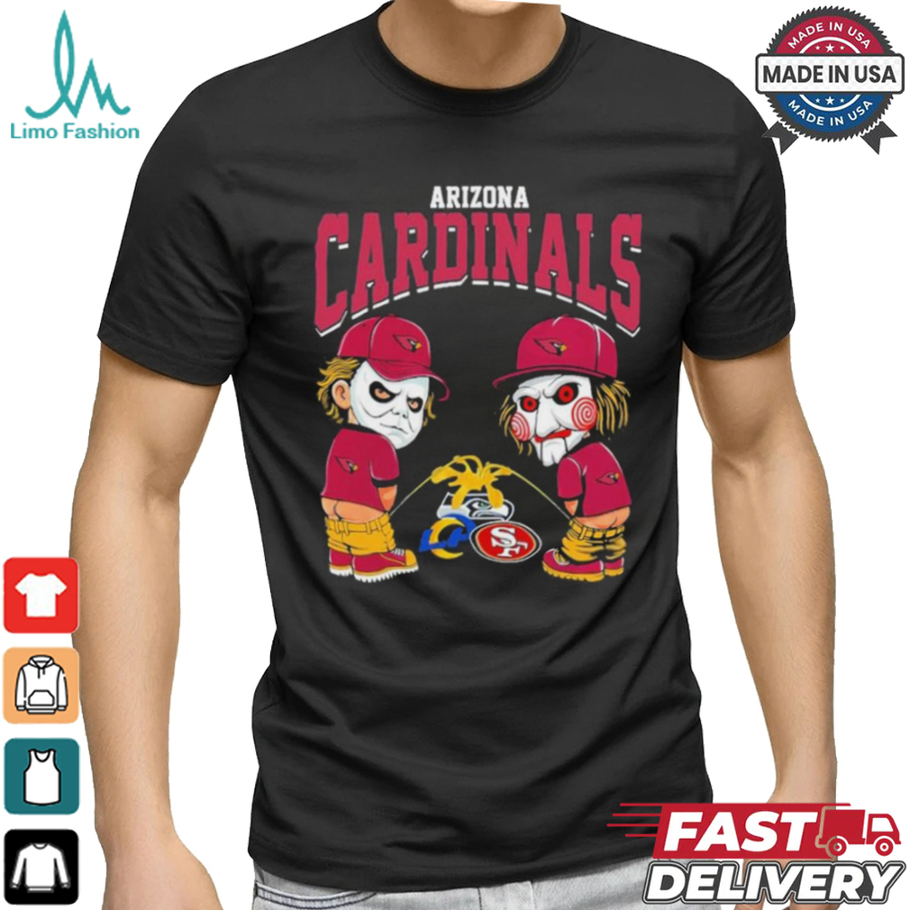 Michael Myers And Billy The Puppet X Arizona Cardinals Pee On NFL Teams Halloween Shirt Michael Myers And Billy The Puppet X Arizona Cardinals Pee On NFL Teams Halloween Shirt