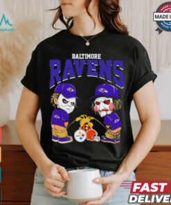 Michael Myers And Billy The Puppet X Baltimore Ravens Pee On NFL Teams Halloween Shirt Michael Myers And Billy The Puppet X Baltimore Ravens Pee On NFL Teams Halloween Shirt