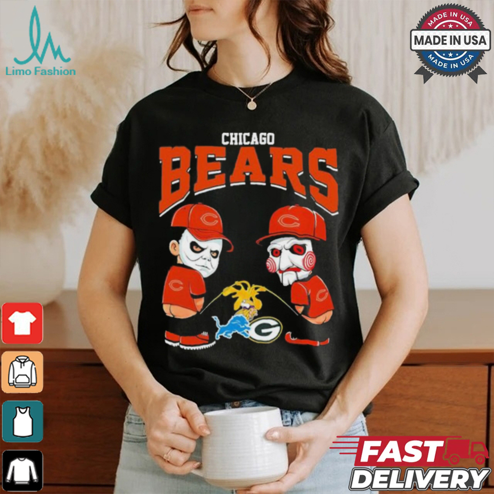 Michael Myers And Billy The Puppet X Chicago Bears Pee On NFL Teams Halloween Shirt Michael Myers And Billy The Puppet X Chicago Bears Pee On NFL Teams Halloween Shirt