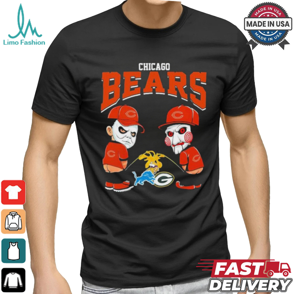 Michael Myers And Billy The Puppet X Chicago Bears Pee On NFL Teams Halloween Shirt Michael Myers And Billy The Puppet X Chicago Bears Pee On NFL Teams Halloween Shirt