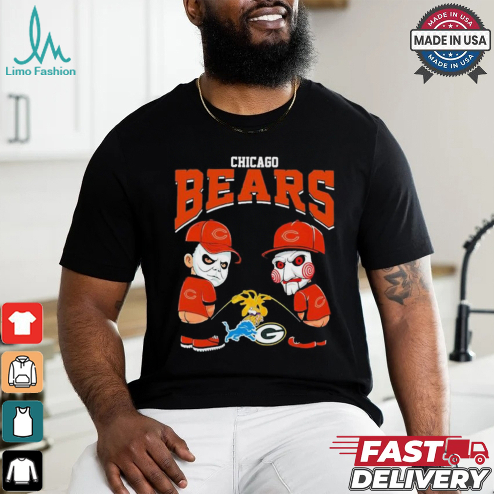 Michael Myers And Billy The Puppet X Chicago Bears Pee On NFL Teams Halloween Shirt Michael Myers And Billy The Puppet X Chicago Bears Pee On NFL Teams Halloween Shirt