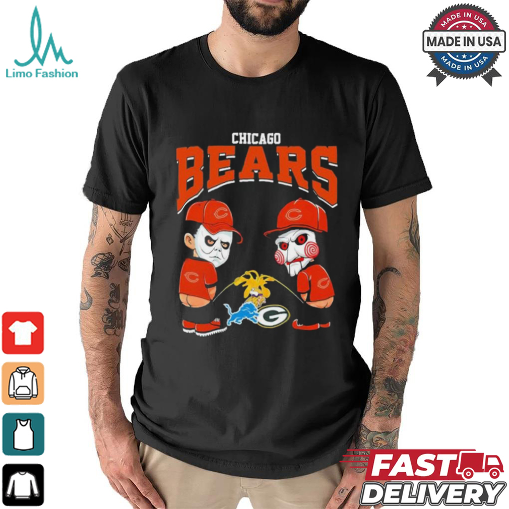 Michael Myers And Billy The Puppet X Chicago Bears Pee On NFL Teams Halloween Shirt Michael Myers And Billy The Puppet X Chicago Bears Pee On NFL Teams Halloween Shirt