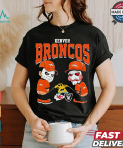 Michael Myers And Billy The Puppet X Denver Broncos Pee On NFL Teams Halloween Shirt