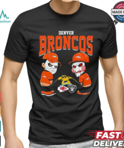 Michael Myers And Billy The Puppet X Denver Broncos Pee On NFL Teams Halloween Shirt