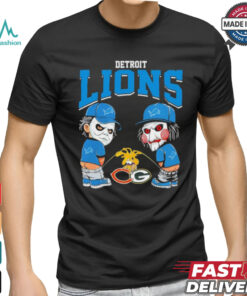 Michael Myers And Billy The Puppet X Detroit Lions Pee On NFL Teams Halloween Shirt