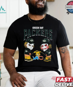 Michael Myers And Billy The Puppet X Green Bay Packers Pee On NFL Teams Halloween Shirt, hoodie, sweater, long sleeve and tank top Michael Myers And Billy The Puppet X Green Bay Packers Pee On NFL Teams Halloween Shirt