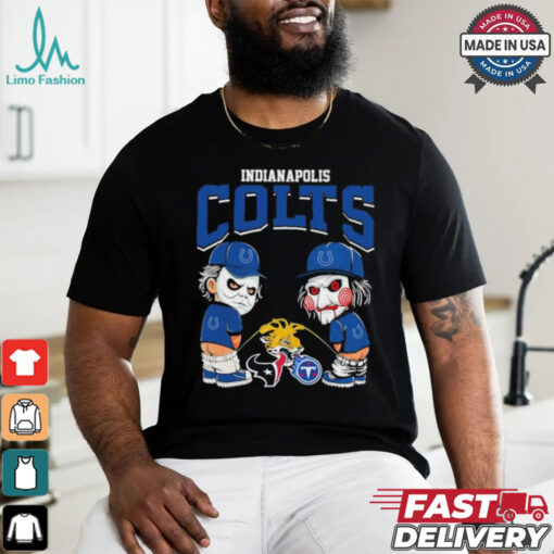 Michael Myers And Billy The Puppet X Indianapolis Colts Pee On NFL Teams Halloween Shirt