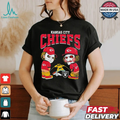 Michael Myers And Billy The Puppet X Kansas City Chiefs Pee On NFL Teams Halloween Shirt