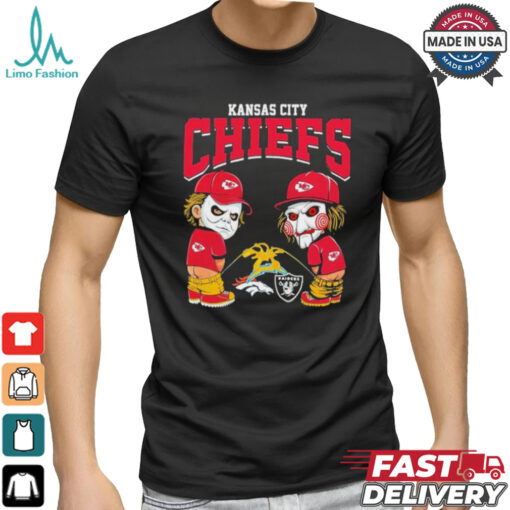 Michael Myers And Billy The Puppet X Kansas City Chiefs Pee On NFL Teams Halloween Shirt