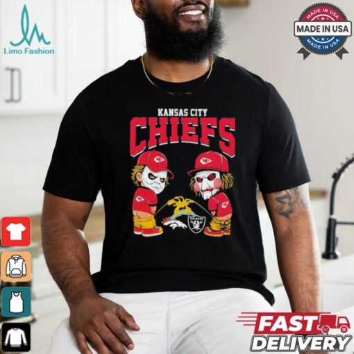 Michael Myers And Billy The Puppet X Kansas City Chiefs Pee On NFL Teams Halloween Shirt