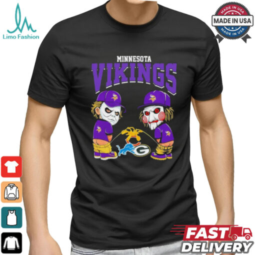 Michael Myers And Billy The Puppet X Minnesota Vikings Pee On NFL Teams Halloween Shirt