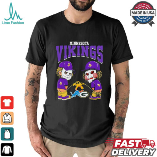 Michael Myers And Billy The Puppet X Minnesota Vikings Pee On NFL Teams Halloween Shirt