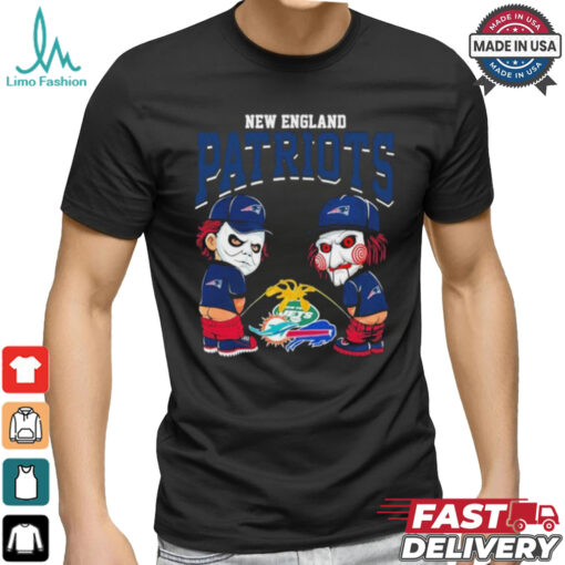 Michael Myers And Billy The Puppet X New England Patriots Pee On NFL Teams Halloween Shirt