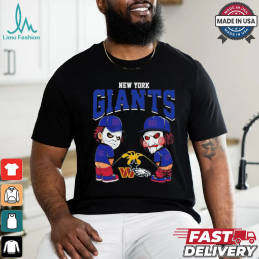 Michael Myers And Billy The Puppet X New York Giants Pee On NFL Teams Halloween Shirt