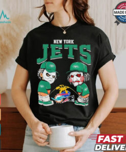 Michael Myers And Billy The Puppet X New York Jets Pee On NFL Teams Halloween Shirt