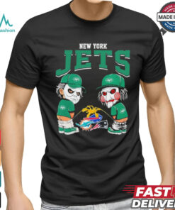 Michael Myers And Billy The Puppet X New York Jets Pee On NFL Teams Halloween Shirt