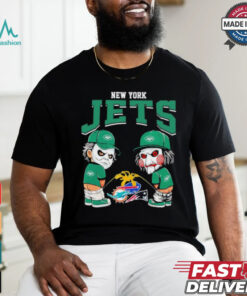 Michael Myers And Billy The Puppet X New York Jets Pee On NFL Teams Halloween Shirt