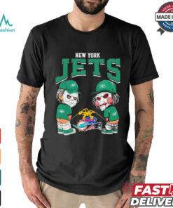 Michael Myers And Billy The Puppet X New York Jets Pee On NFL Teams Halloween Shirt