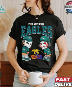 Michael Myers And Billy The Puppet X Philadelphia Eagles Pee On NFL Teams Halloween Shirt
