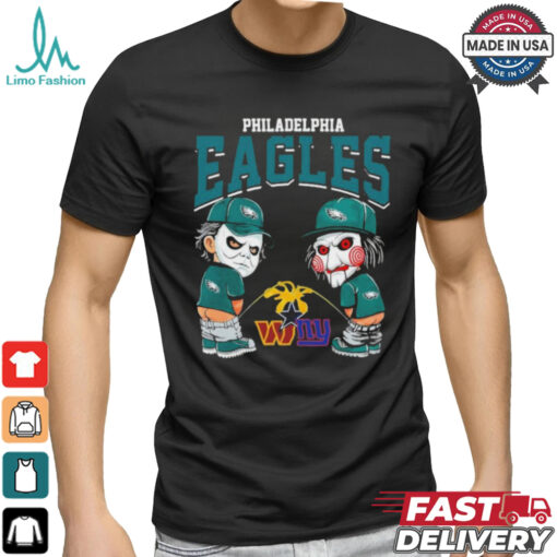 Michael Myers And Billy The Puppet X Philadelphia Eagles Pee On NFL Teams Halloween Shirt
