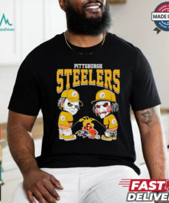 Michael Myers And Billy The Puppet X Pittsburgh Steelers Pee On NFL Teams Halloween Shirt
