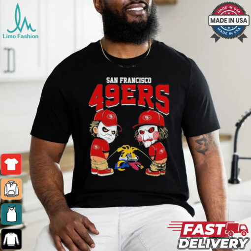 Michael Myers And Billy The Puppet X San Francisco 49ers Pee On NFL Teams Halloween Shirt