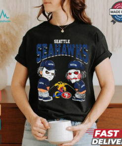 Michael Myers And Billy The Puppet X Seattle Seahawks Pee On NFL Teams Halloween Shirt