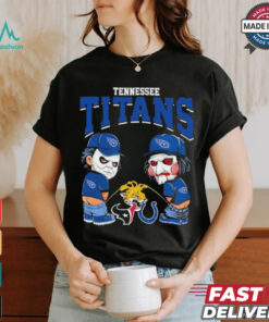 Michael Myers And Billy The Puppet X Tennessee Titans Pee On NFL Teams Halloween Shirt