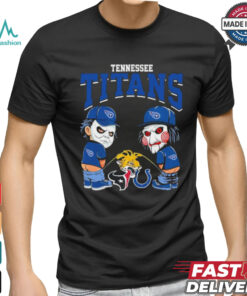 Michael Myers And Billy The Puppet X Tennessee Titans Pee On NFL Teams Halloween Shirt